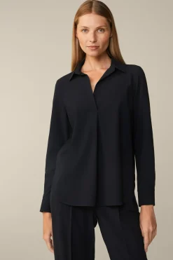 Wollcrepe-Hemdbluse In