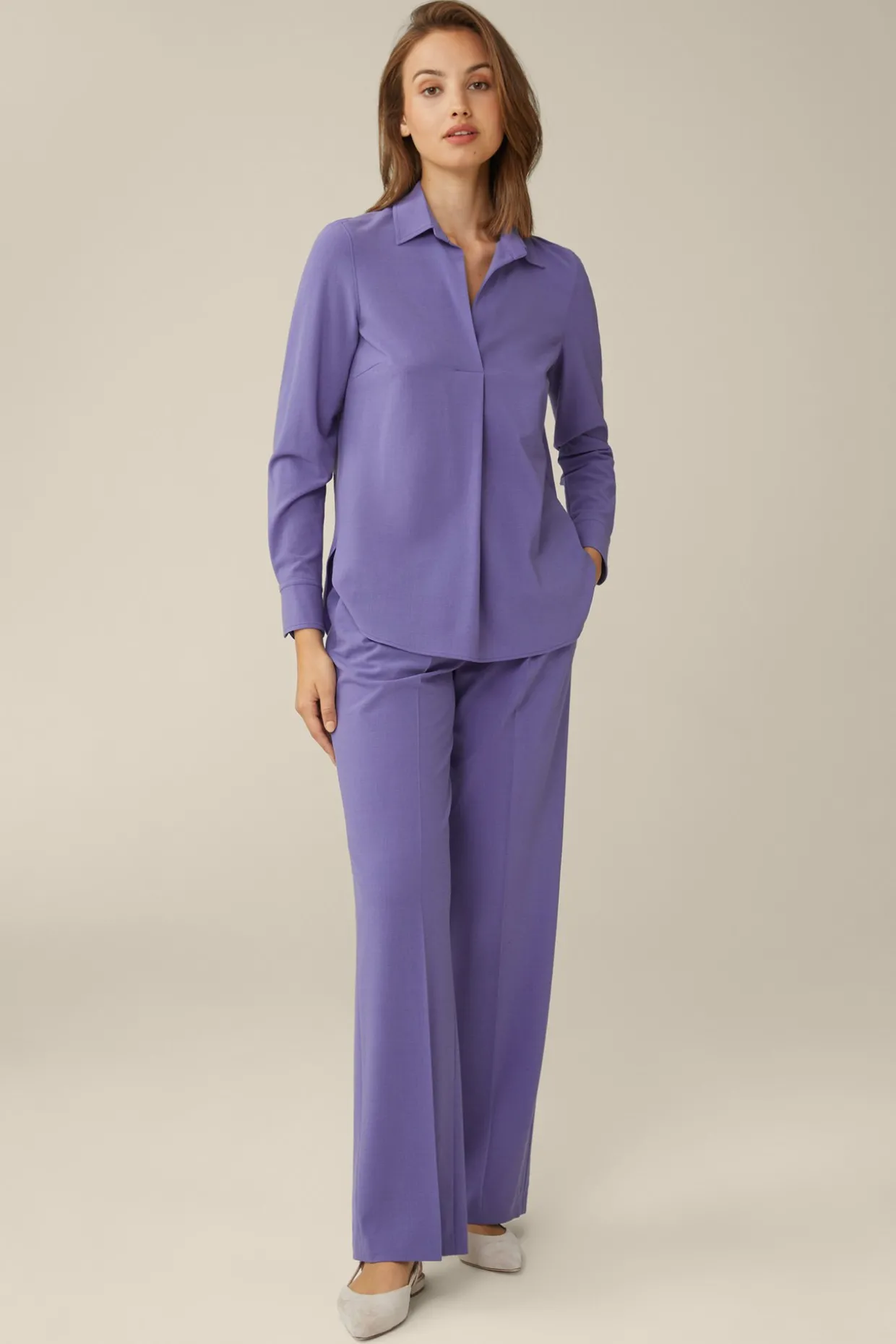 Wollcrepe-Hemdbluse In