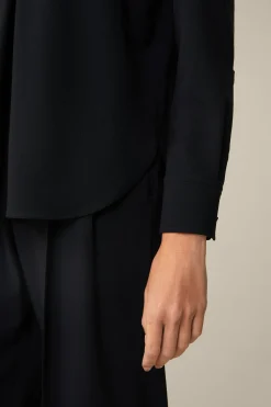 Wollcrepe-Hemdbluse In