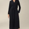 Wollcrepe-Kleid In Midi-Lange In