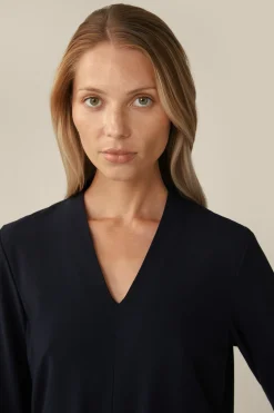 Wollcrepe-Kleid In Midi-Lange In