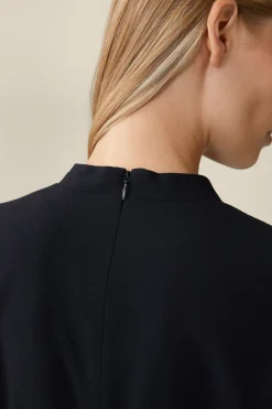 Wollcrepe-Kleid In Midi-Lange In
