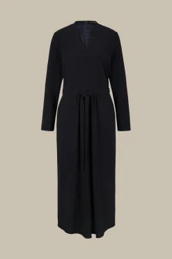 Wollcrepe-Kleid In Midi-Lange In