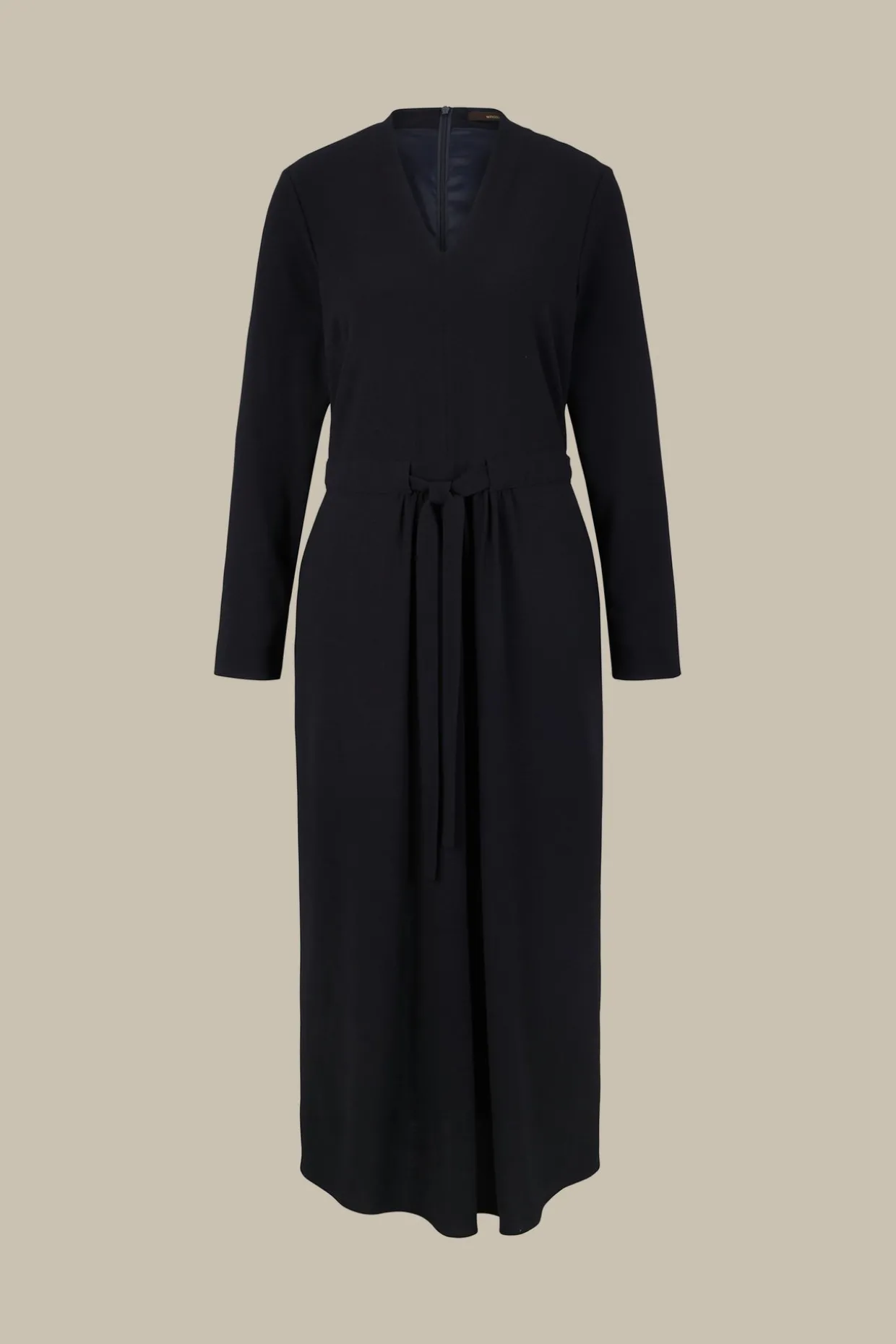 Wollcrepe-Kleid In Midi-Lange In