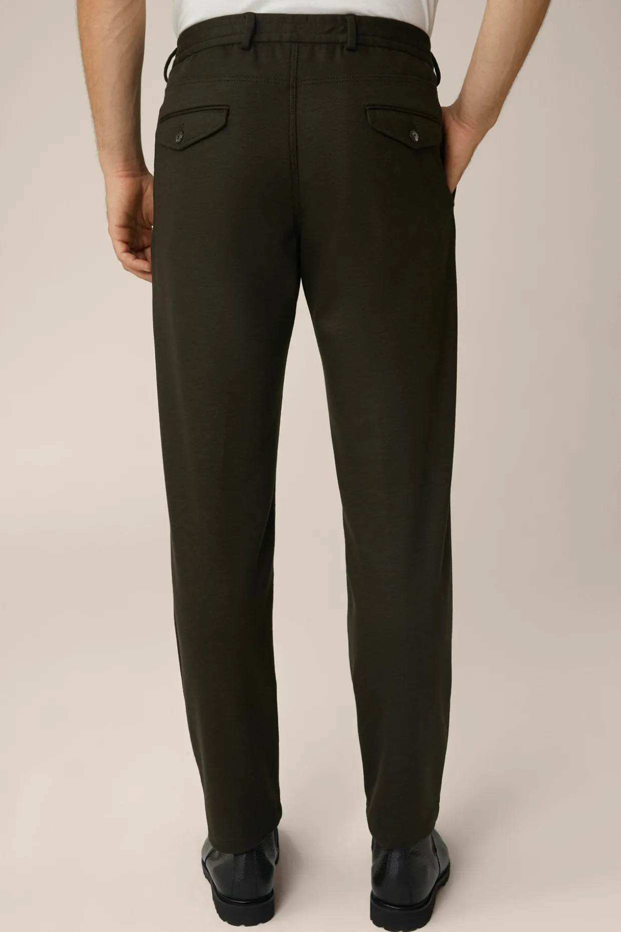 Wolljersey-Baukasten-Hose Floro Mit Bundfalte In Olive