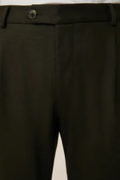 Wolljersey-Baukasten-Hose Floro Mit Bundfalte In Olive