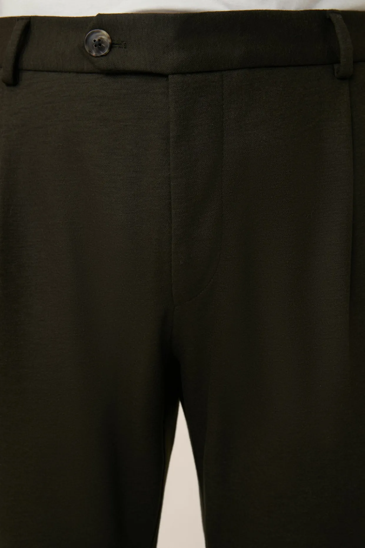 Wolljersey-Baukasten-Hose Floro Mit Bundfalte In Olive