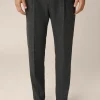 Wollmix-Baukasten-Hose Frero Mit Bundfalte In Anthrazit-Blau Check