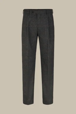 Wollmix-Baukasten-Hose Frero Mit Bundfalte In Anthrazit-Blau Check