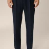 Wollmix-Baukasten-Hose Sapo Mit Bundfalte In Navy Mit Braunen Nadelstreifen