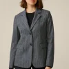Wollmix-Blazer Mit Kreidestreifen In