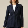 Wollmix-Blazer Mit Kreidestreifen In