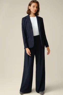 Wollmix-Blazer Mit Kreidestreifen In