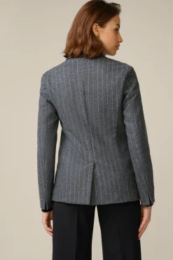 Wollmix-Blazer Mit Kreidestreifen In