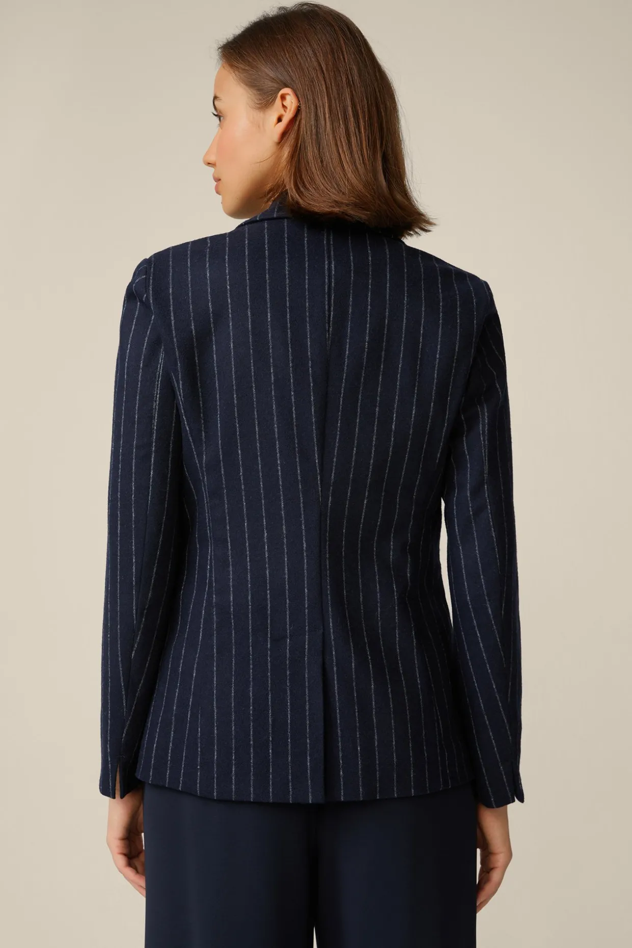 Wollmix-Blazer Mit Kreidestreifen In