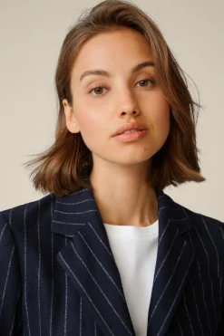 Wollmix-Blazer Mit Kreidestreifen In