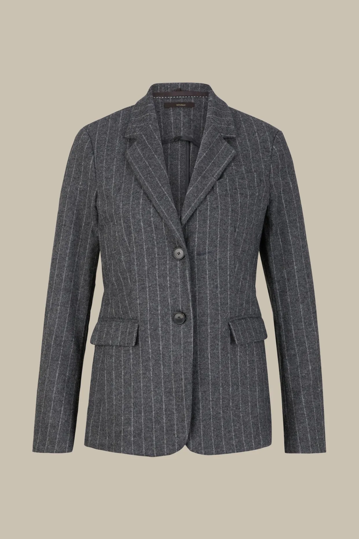 Wollmix-Blazer Mit Kreidestreifen In