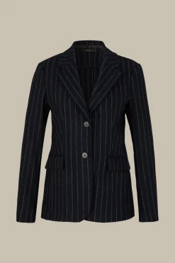 Wollmix-Blazer Mit Kreidestreifen In