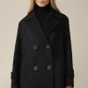 Wollmix-Caban-Jacke Mit Breitem Revers In