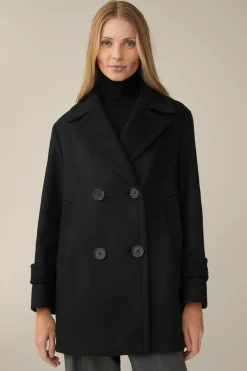 Wollmix-Caban-Jacke Mit Breitem Revers In