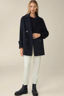 Wollmix-Caban-Jacke Mit Breitem Revers In