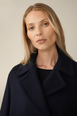 Wollmix-Caban-Jacke Mit Breitem Revers In