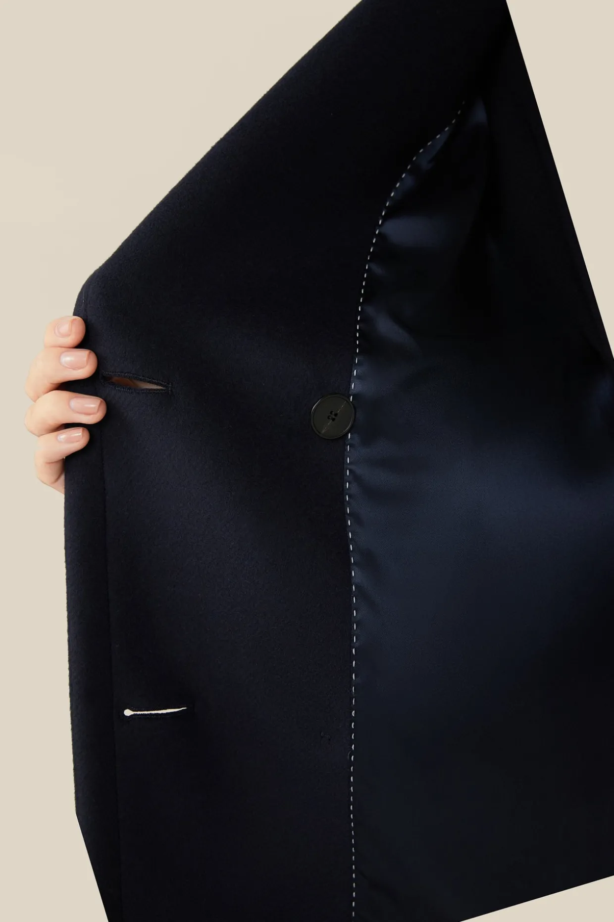 Wollmix-Caban-Jacke Mit Breitem Revers In