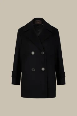 Wollmix-Caban-Jacke Mit Breitem Revers In