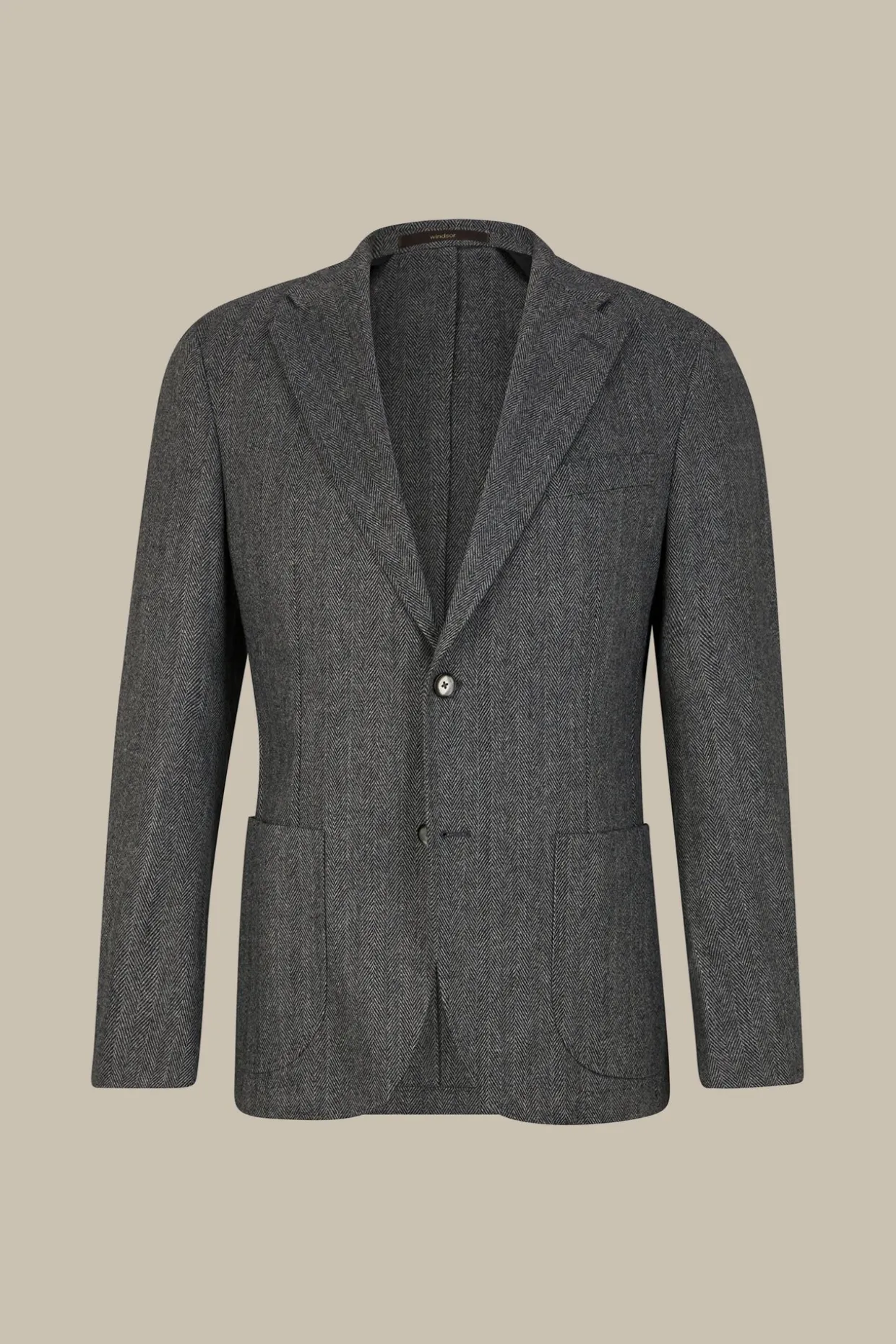 Wollmix-Sakko Giro Mit Cashmere In Fischgrat Schwarz-Grau