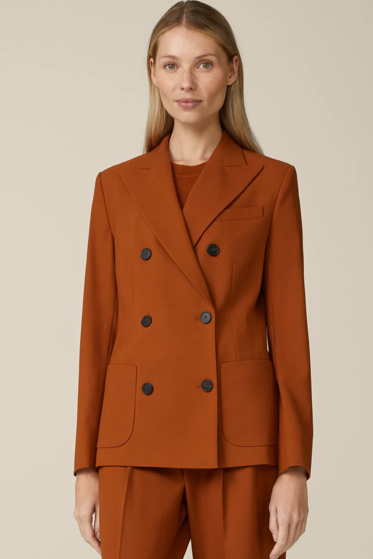 Wollstretch-Doppelreiher-Blazer In