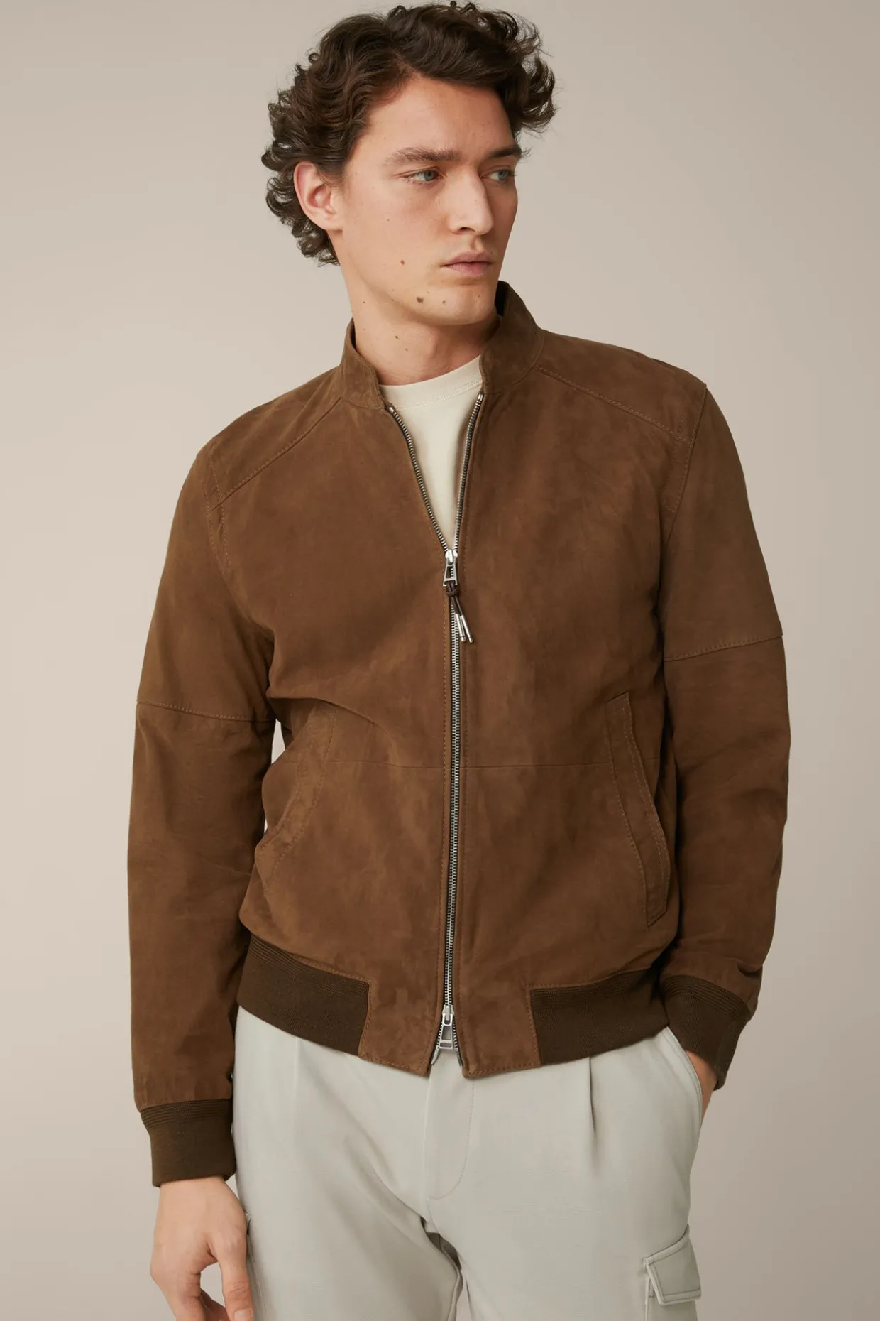 Ziegenvelours-Leder-Blouson Borello In