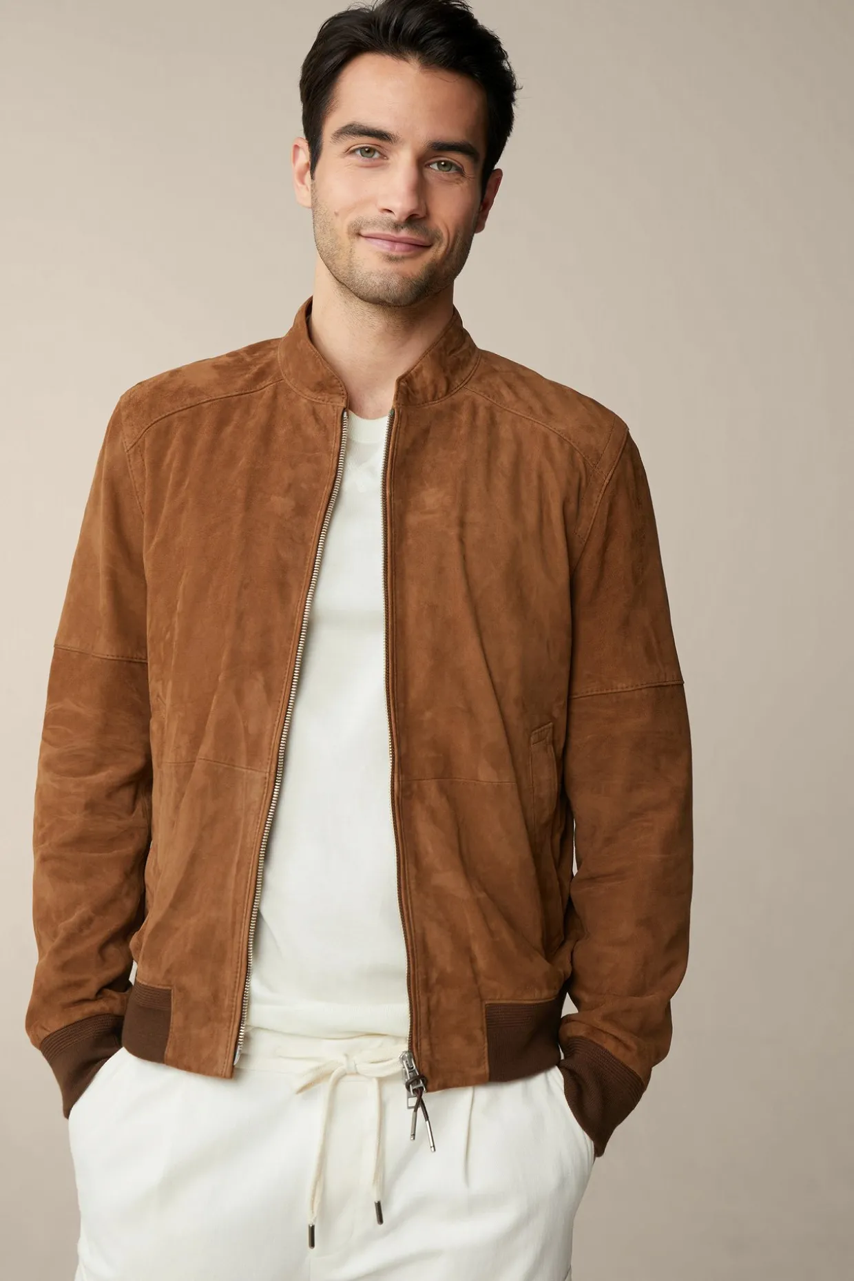 Ziegenvelours-Leder-Blouson Borello In