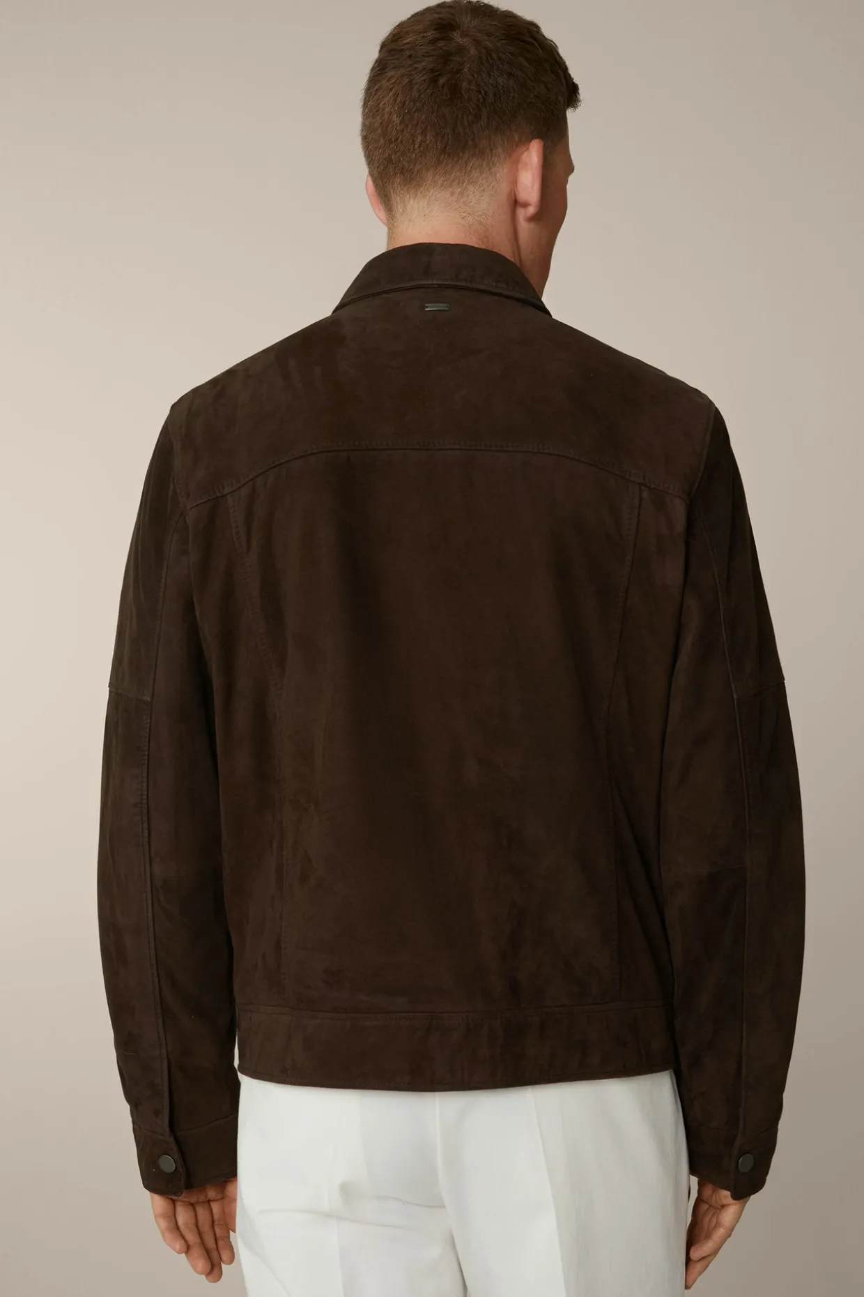 Ziegenvelours-Leder-Blouson Montagnana Mit Umlegekragen In