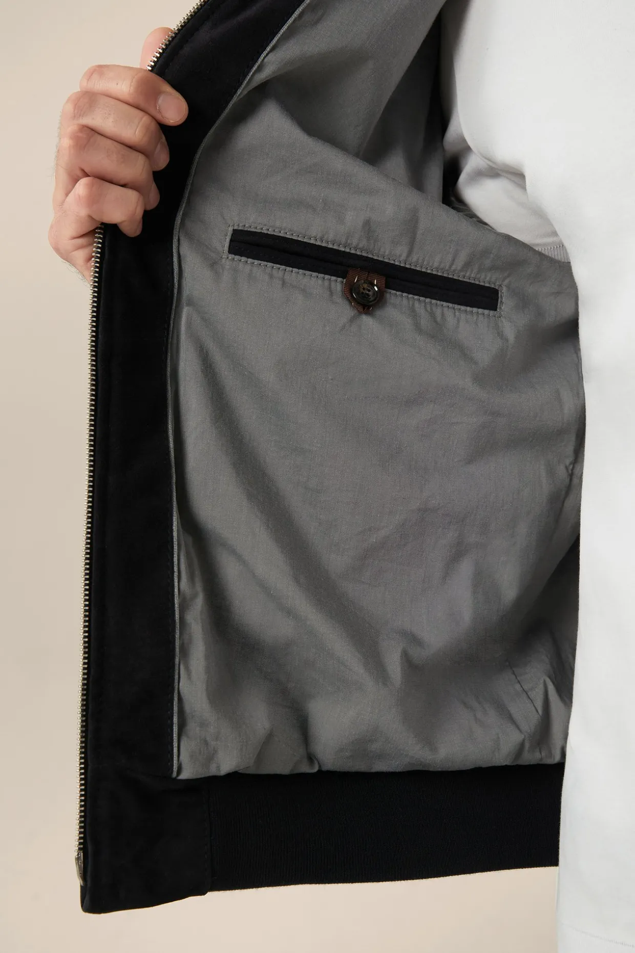 Ziegenvelours-Leder-Blouson Borello In