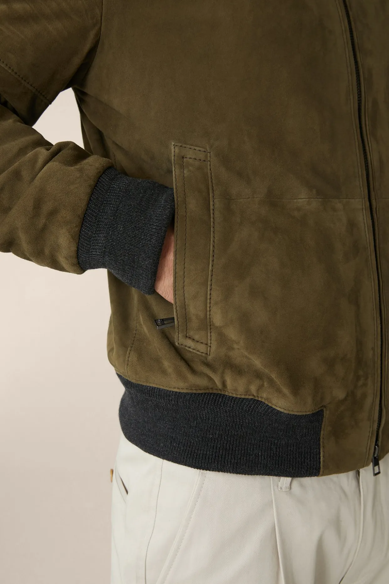Ziegenvelours-Leder-Blouson Borello In
