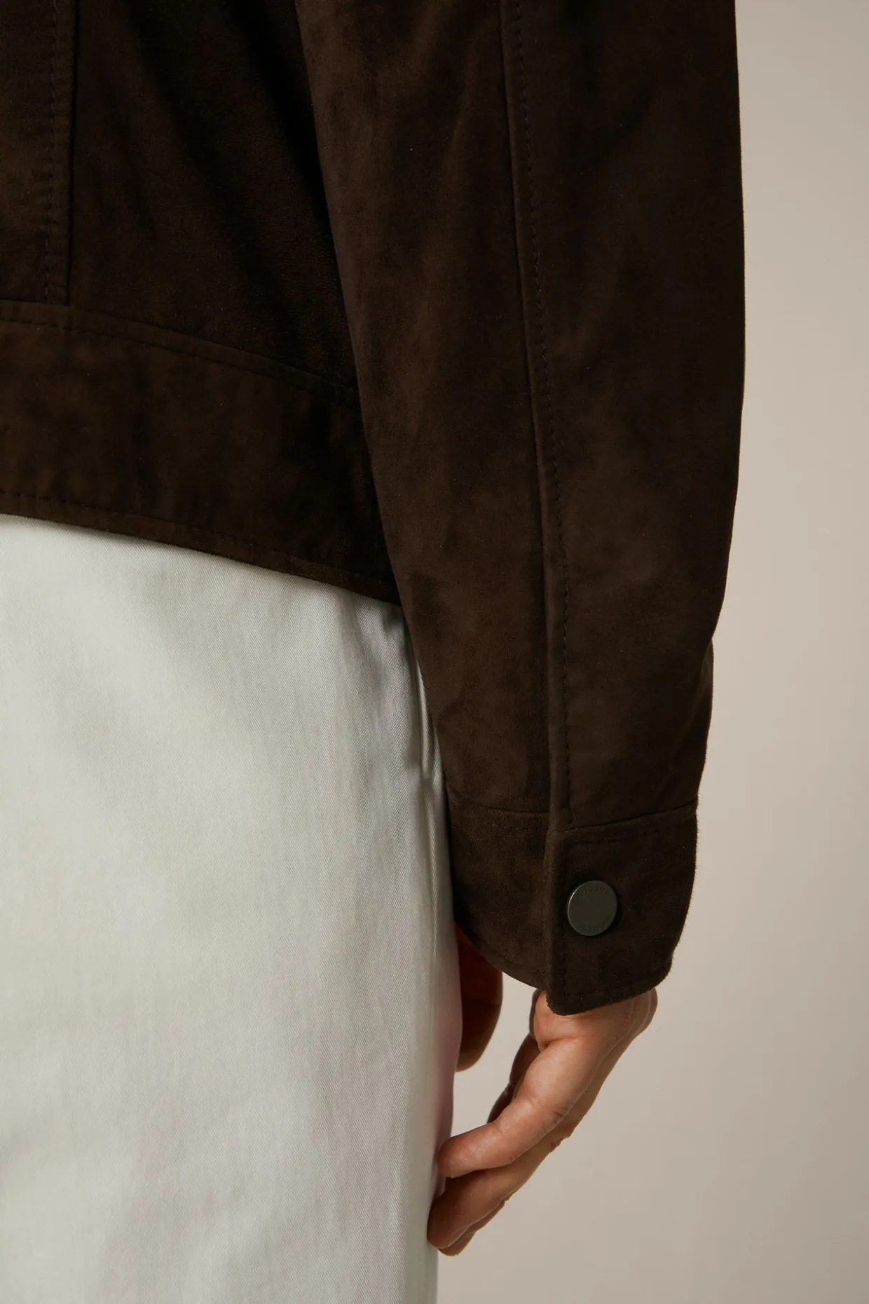 Ziegenvelours-Leder-Blouson Montagnana Mit Umlegekragen In