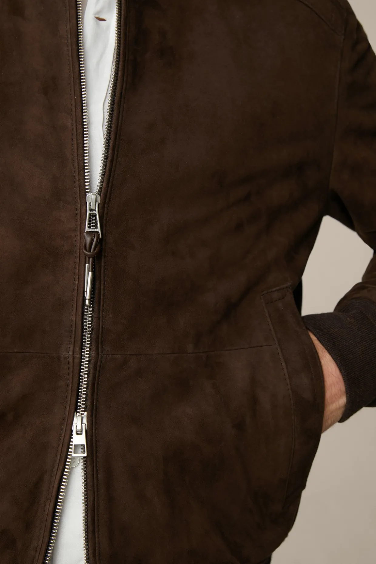 Ziegenvelours-Leder-Blouson Borello In