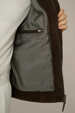 Ziegenvelours-Leder-Blouson Montagnana Mit Umlegekragen In