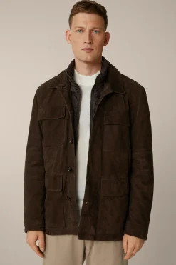 Ziegenvelours-Leder-Fieldjacket Alvaroin Mit Umlegekragen In