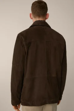 Ziegenvelours-Leder-Fieldjacket Alvaroin Mit Umlegekragen In