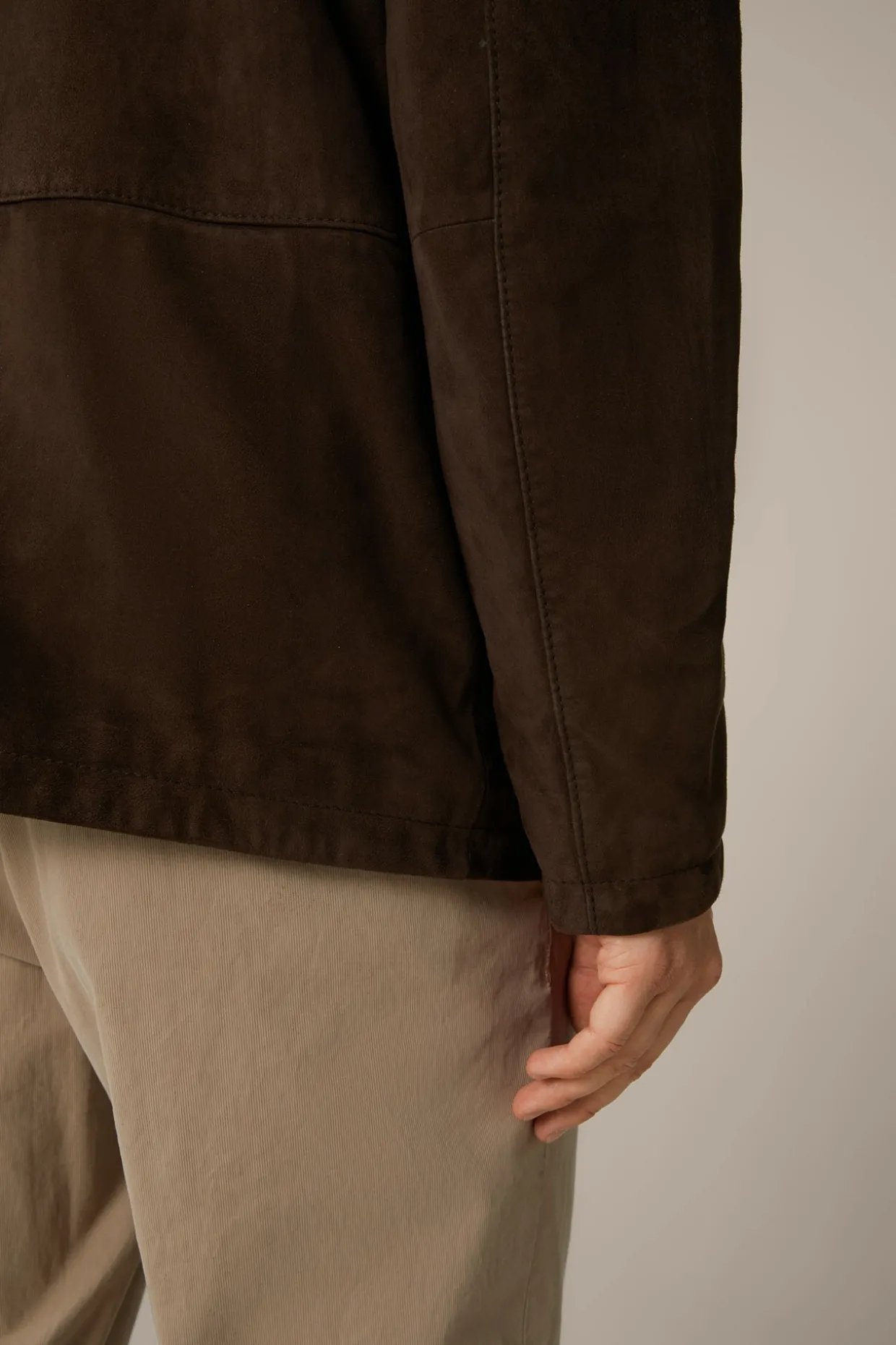 Ziegenvelours-Leder-Fieldjacket Alvaroin Mit Umlegekragen In
