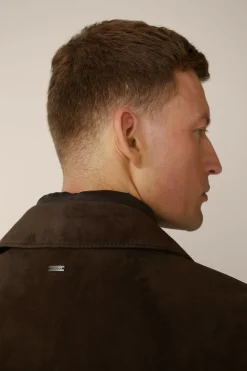 Ziegenvelours-Leder-Fieldjacket Alvaroin Mit Umlegekragen In