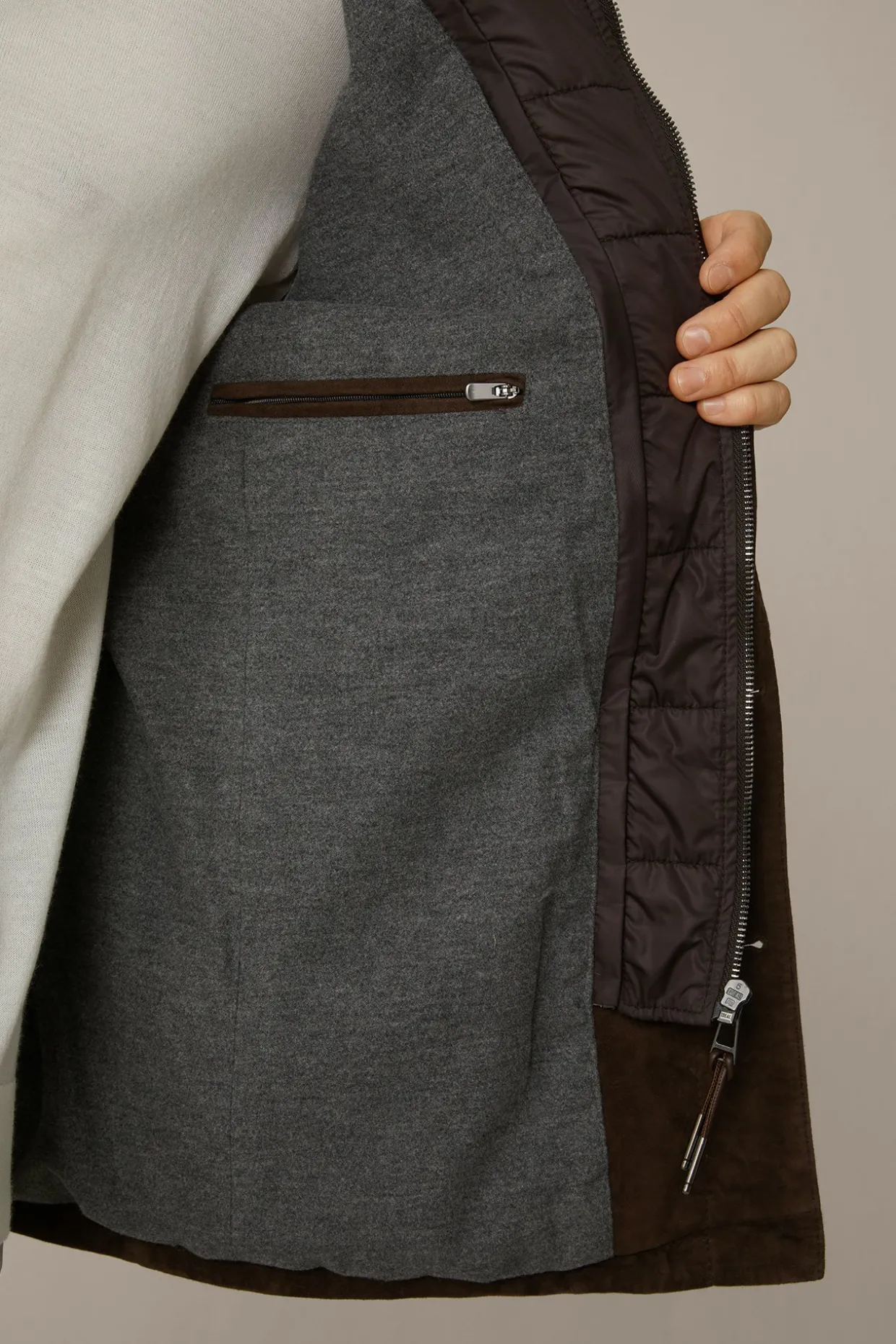 Ziegenvelours-Leder-Fieldjacket Alvaroin Mit Umlegekragen In